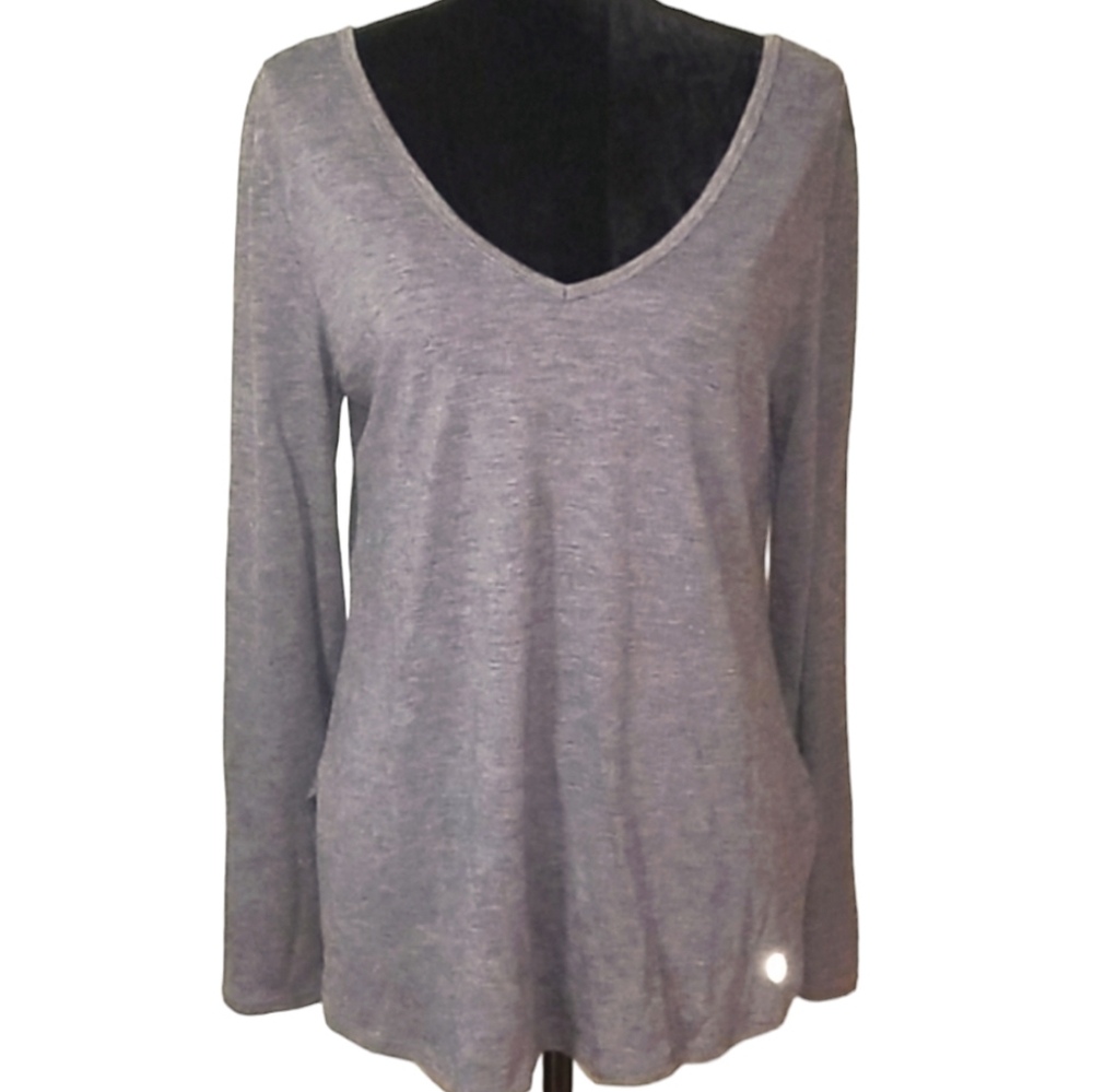 Bally total fitness long sleeve tunic gray crisscross back